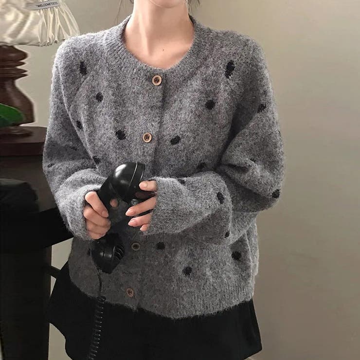 ドットデザインニットカーディガン | Doux Belle  | 詳細画像1 