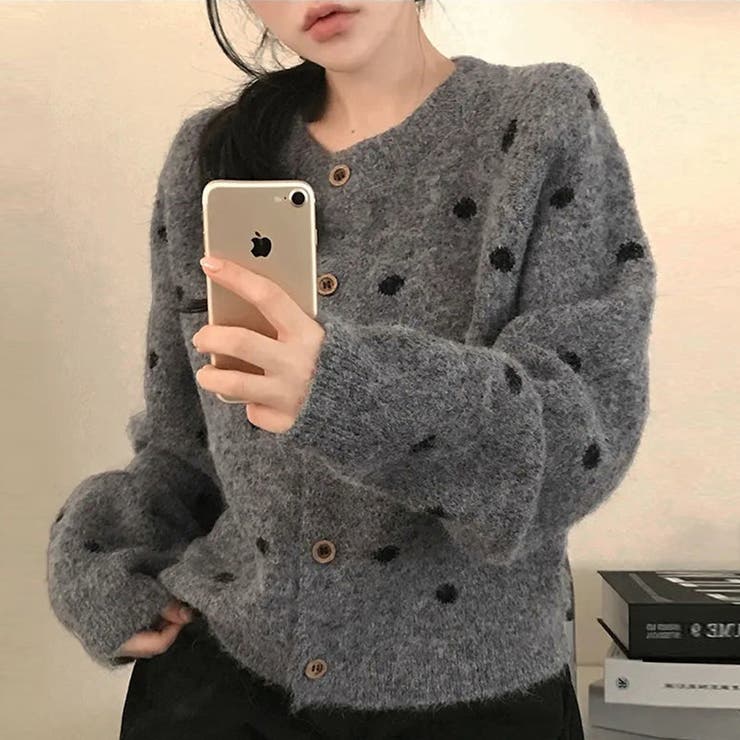 ドットデザインニットカーディガン | Doux Belle  | 詳細画像3 