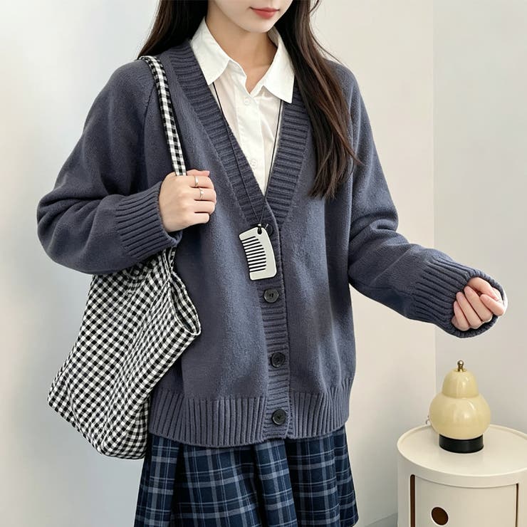 Vネック長袖オーバーサイズニットカーディガン レディース トップス | Doux Belle  | 詳細画像10 