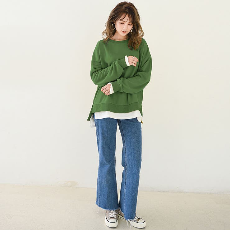 トレーナー レディース 長袖 ゆったり レイヤード風 モックネット | Doux Belle  | 詳細画像27 