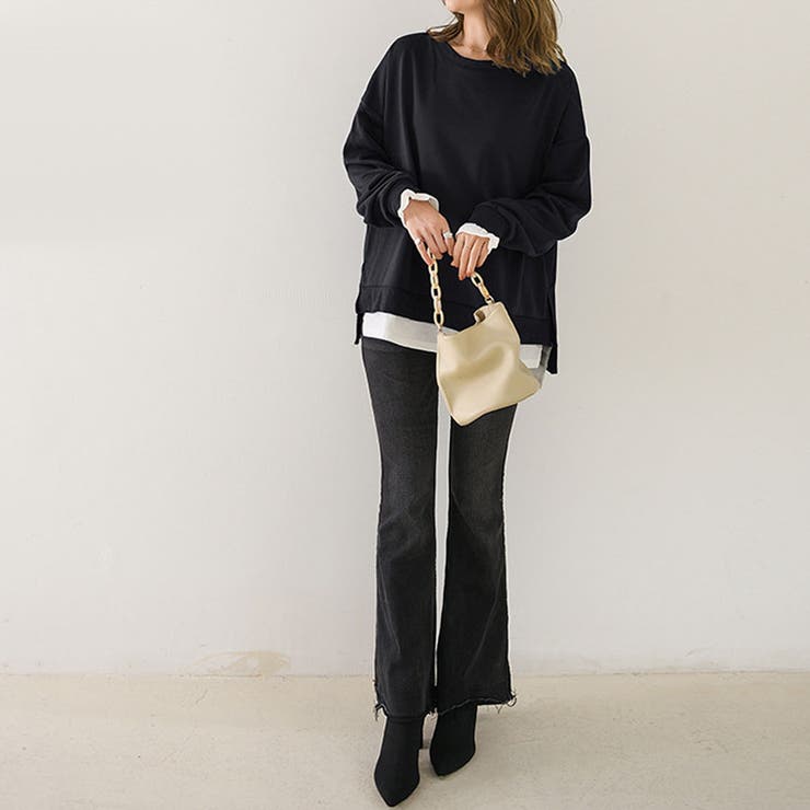 トレーナー レディース 長袖 ゆったり レイヤード風 モックネット | Doux Belle  | 詳細画像33 