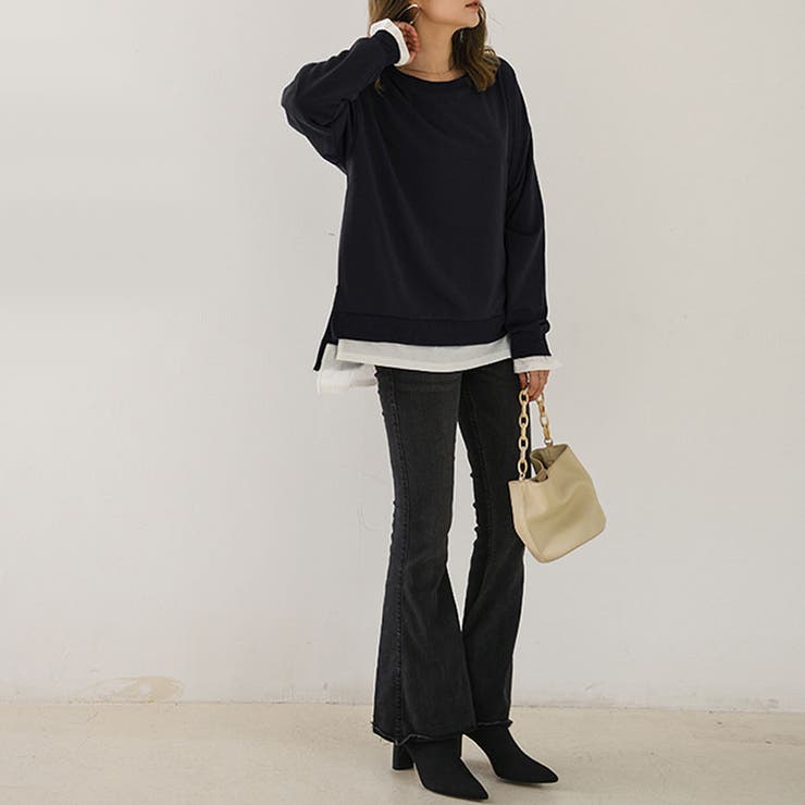 トレーナー レディース 長袖 ゆったり レイヤード風 モックネット | Doux Belle  | 詳細画像35 