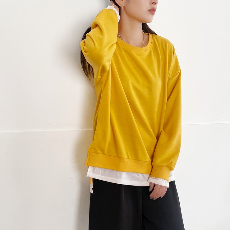 トレーナー レディース 長袖 ゆったり レイヤード風 モックネット | Doux Belle  | 詳細画像23 