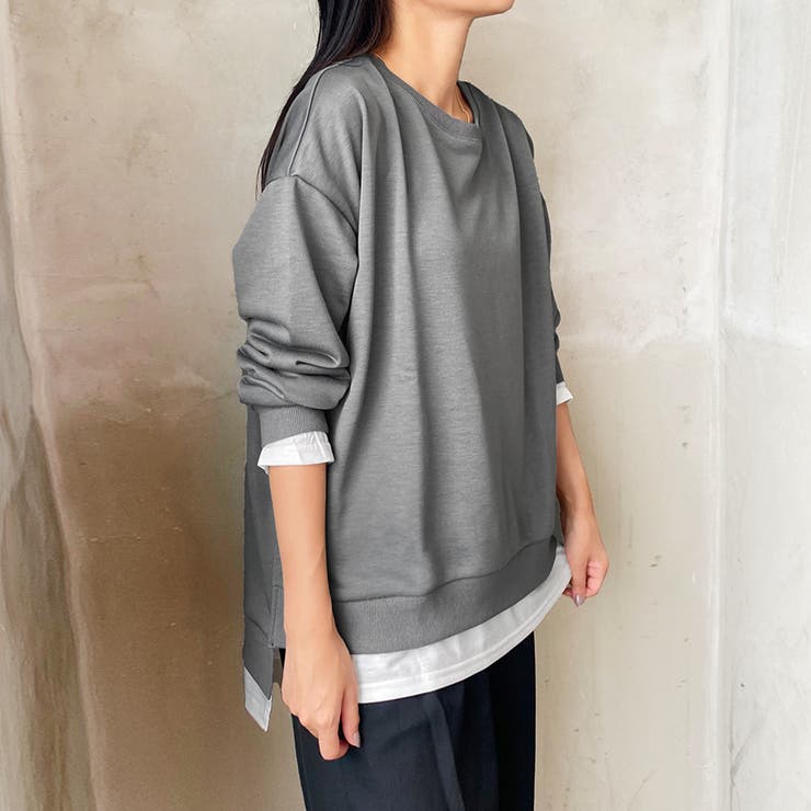 トレーナー レディース 長袖 ゆったり レイヤード風 モックネット | Doux Belle  | 詳細画像16 