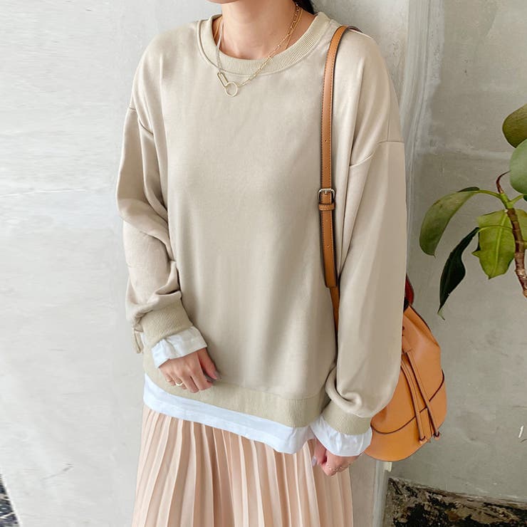 トレーナー レディース 長袖 ゆったり レイヤード風 モックネット | Doux Belle  | 詳細画像8 