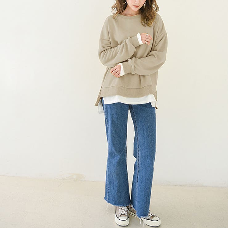 トレーナー レディース 長袖 ゆったり レイヤード風 モックネット | Doux Belle  | 詳細画像4 