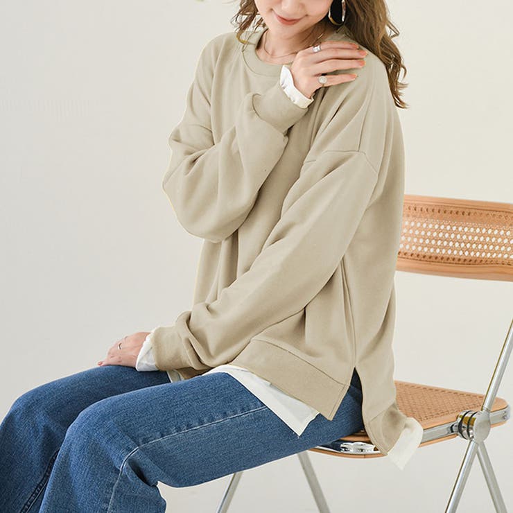 トレーナー レディース 長袖 ゆったり レイヤード風 モックネット | Doux Belle  | 詳細画像5 