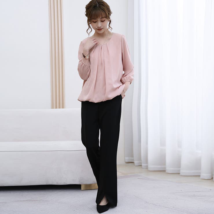 ブラウス シャツ レディース シフォン素材 長袖 クルーネック | Doux Belle  | 詳細画像15 