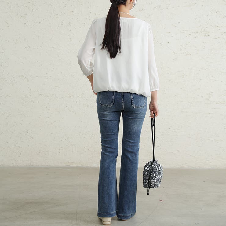 ブラウス シャツ レディース シフォン素材 長袖 クルーネック | Doux Belle  | 詳細画像42 