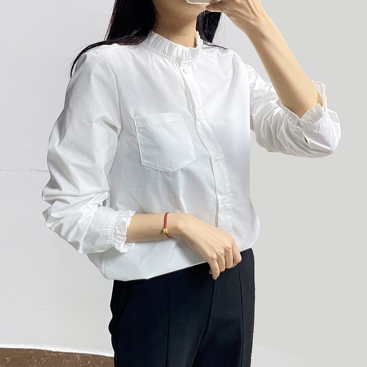 ホワイト | シャツ フリルシャツ ブラウス | Doux Belle 