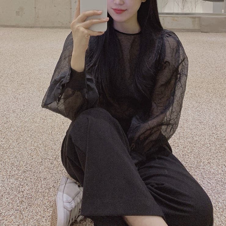 シースルートップス シアーシャツ ブラウス | Doux Belle  | 詳細画像12 