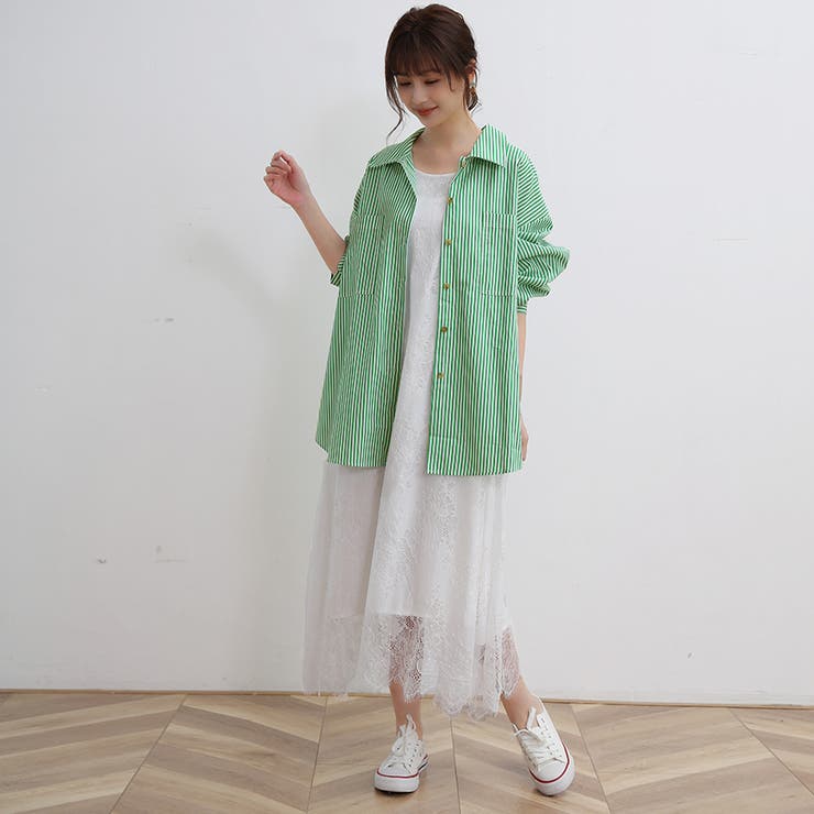ストライプシャツ ロングシャツ シャツ | Doux Belle  | 詳細画像10 