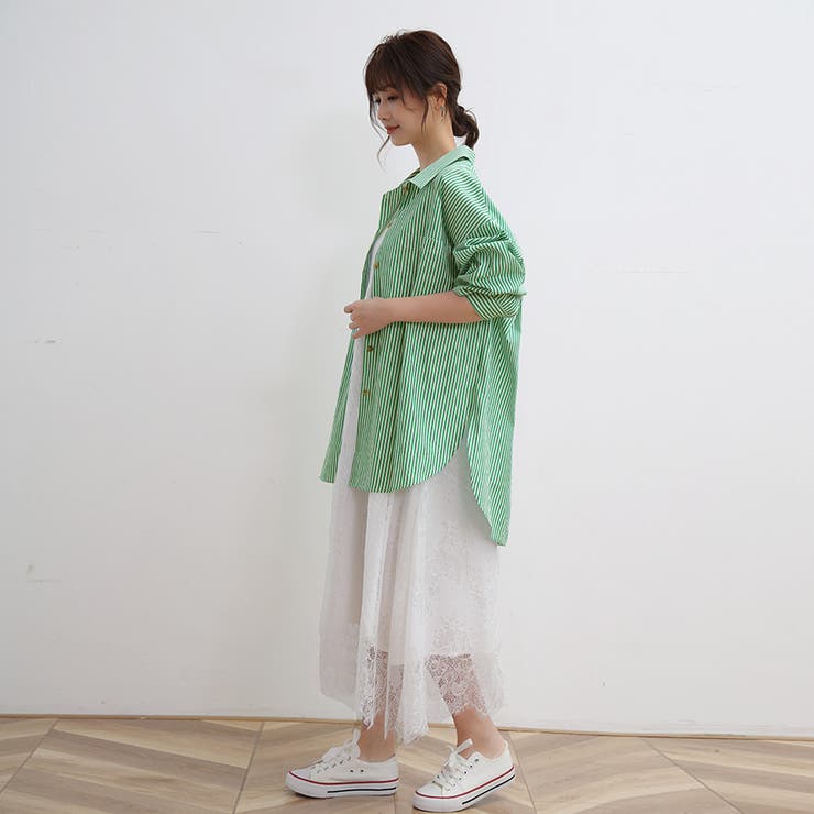 ストライプシャツ ロングシャツ シャツ | Doux Belle  | 詳細画像11 