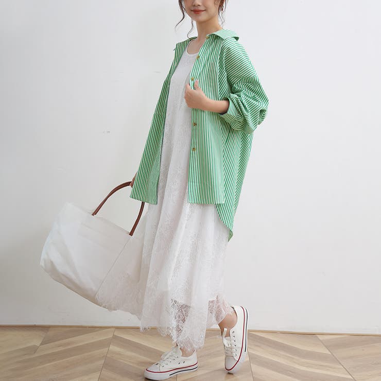 ストライプシャツ ロングシャツ シャツ | Doux Belle  | 詳細画像14 