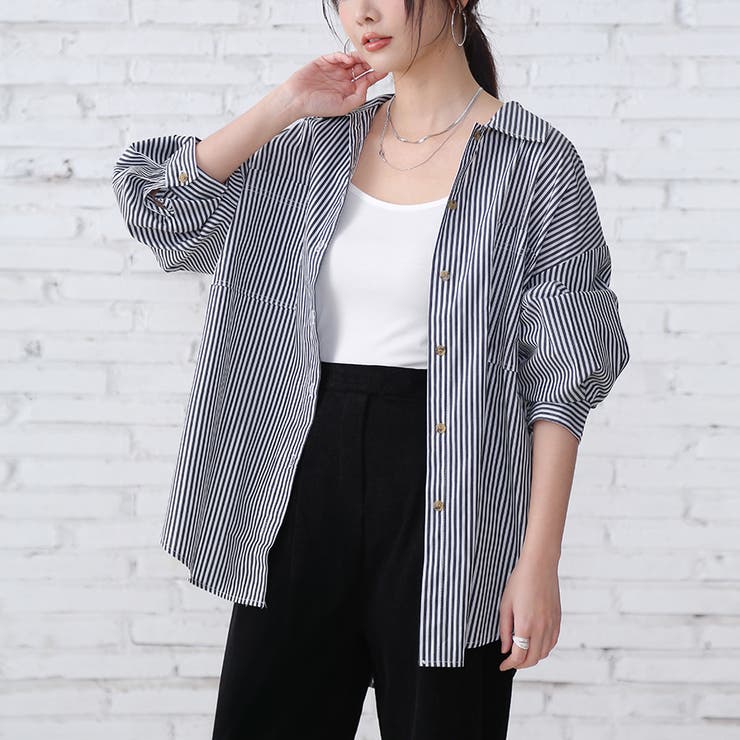 ストライプシャツ ロングシャツ シャツ | Doux Belle  | 詳細画像72 
