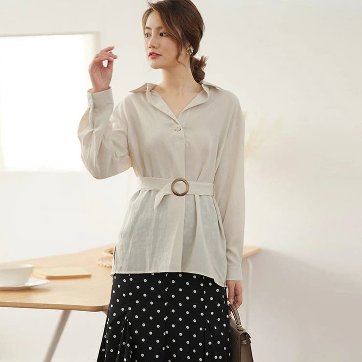 ベージュ | シャツ 秋 トップス | Doux Belle 