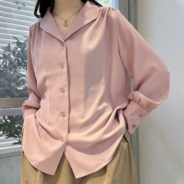ピンク | シャツ レディース トップス 長袖 ブラウス オーペンカラー | Doux Belle 