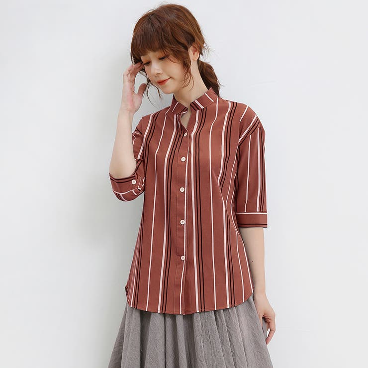 ストライプシャツ レディース ノーカラー 品番 Dblw Doux Belle ドゥーベル のレディース ファッション通販 Shoplist ショップリスト