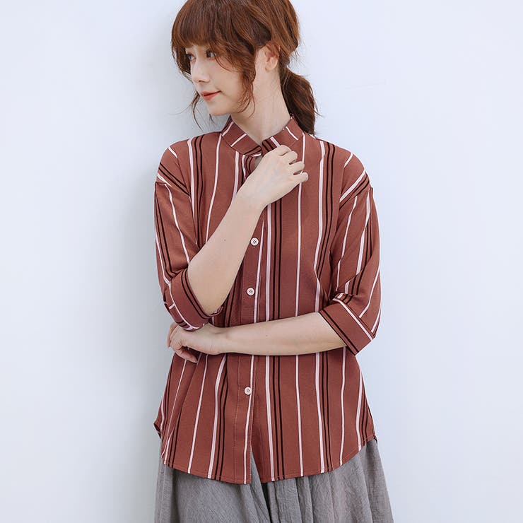 ストライプシャツ レディース ノーカラー 品番 Dblw Doux Belle ドゥーベル のレディース ファッション通販 Shoplist ショップリスト