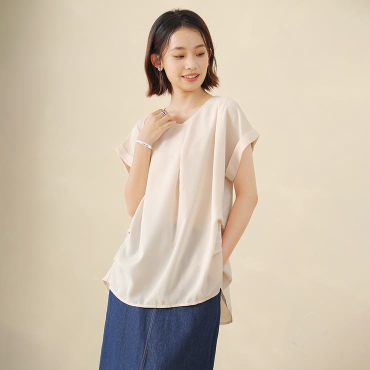 ベージュ | ブラウス 半袖 シャツ | Doux Belle 