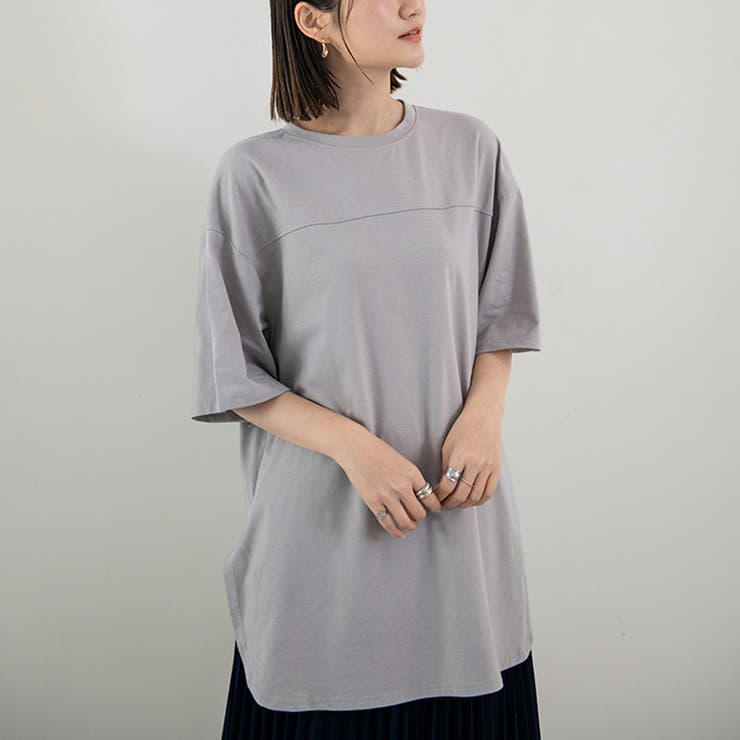 グレー | 新作 tシャツ トップス クルーネック シンプル  無地 | Doux Belle 