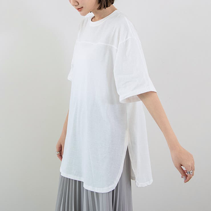 ホワイト | 新作 tシャツ トップス クルーネック シンプル  無地 | Doux Belle 