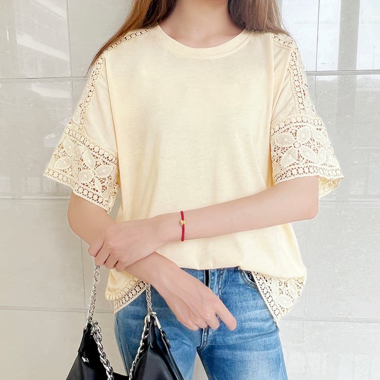 ベージュ | レース トップス トップス 可愛い カジュアル オフェス | Doux Belle 