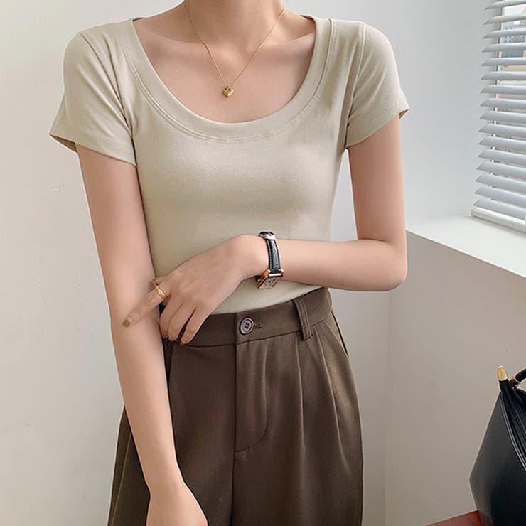 トップス Ｔシャツ レディース カットソー スクエアネック カジュアル | Doux Belle  | 詳細画像9 