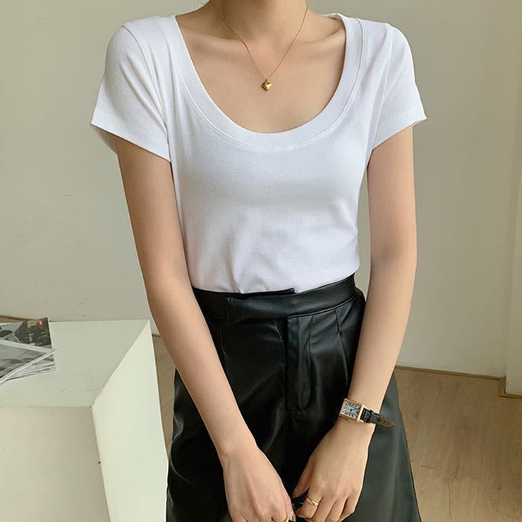 ホワイト | トップス Ｔシャツ レディース カットソー スクエアネック カジュアル | Doux Belle 