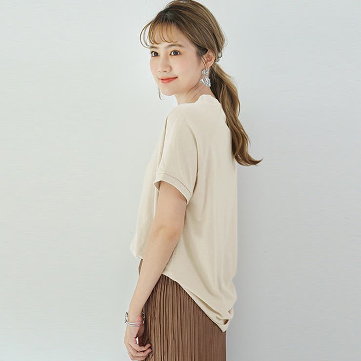 新作 トップス Ｔシャツ 半袖 tシャツ 無地 伸縮性 | Doux Belle  | 詳細画像21 