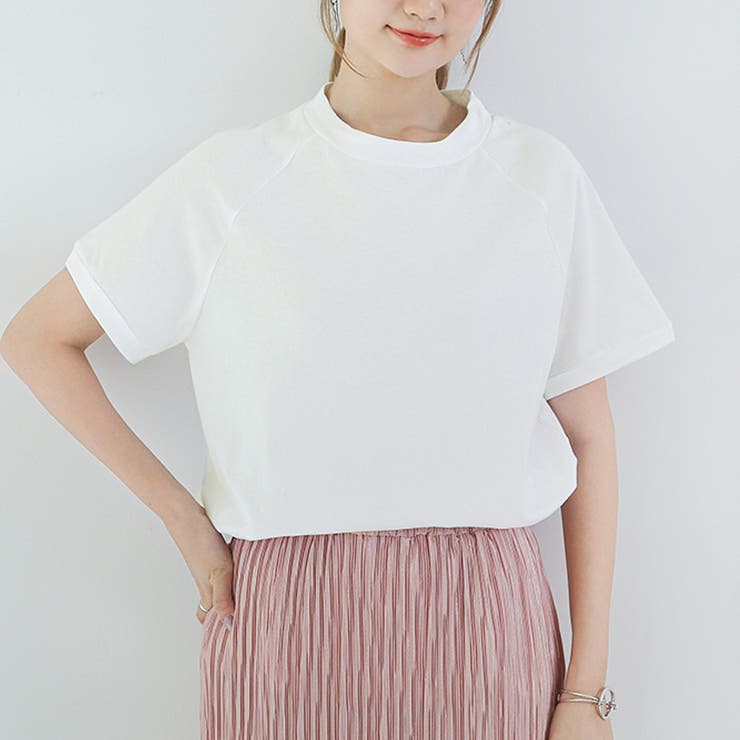 ホワイト | 新作 トップス Ｔシャツ 半袖 tシャツ 無地 伸縮性 | Doux Belle 