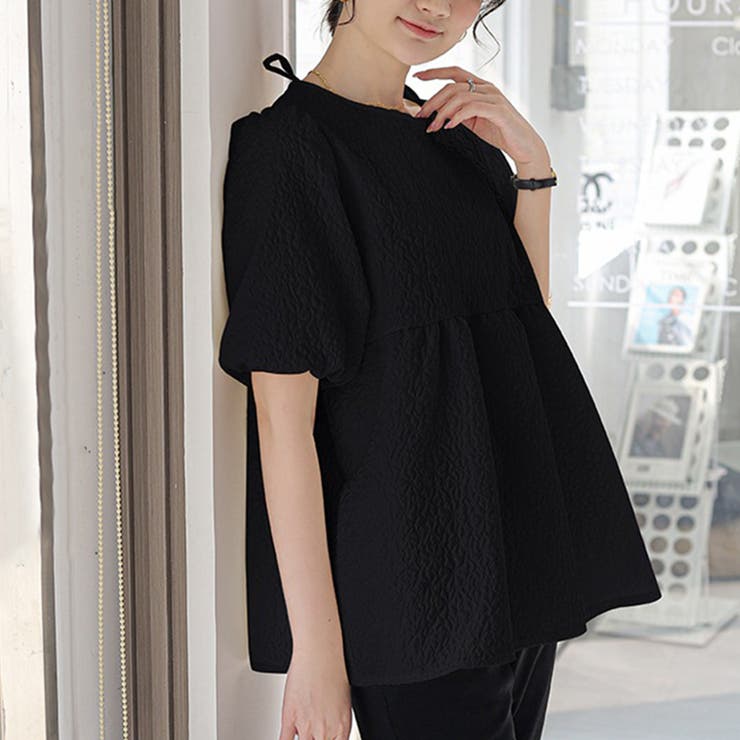 ブラック | 半袖ブラウス ブラウス トップス | Doux Belle 