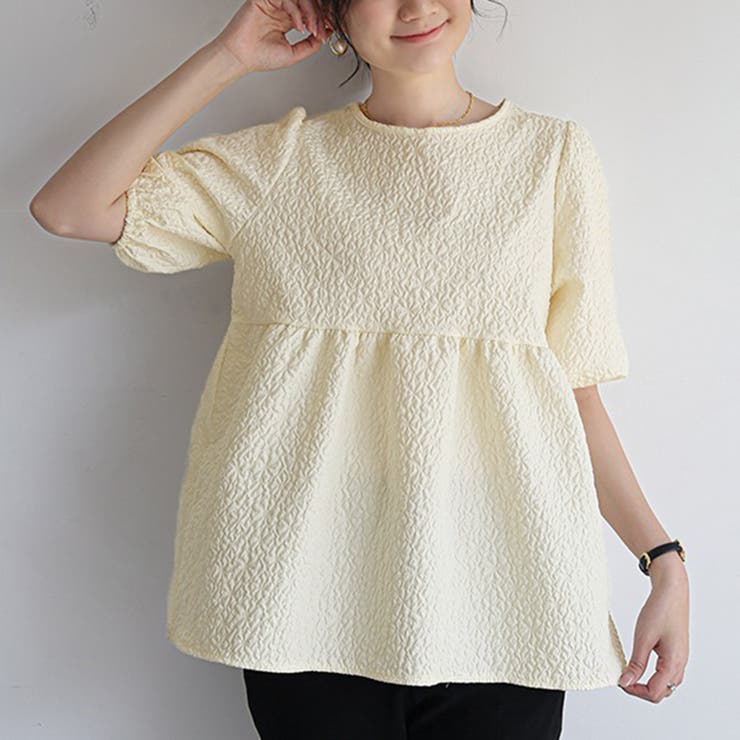 オフホワイト | 半袖ブラウス ブラウス トップス | Doux Belle 