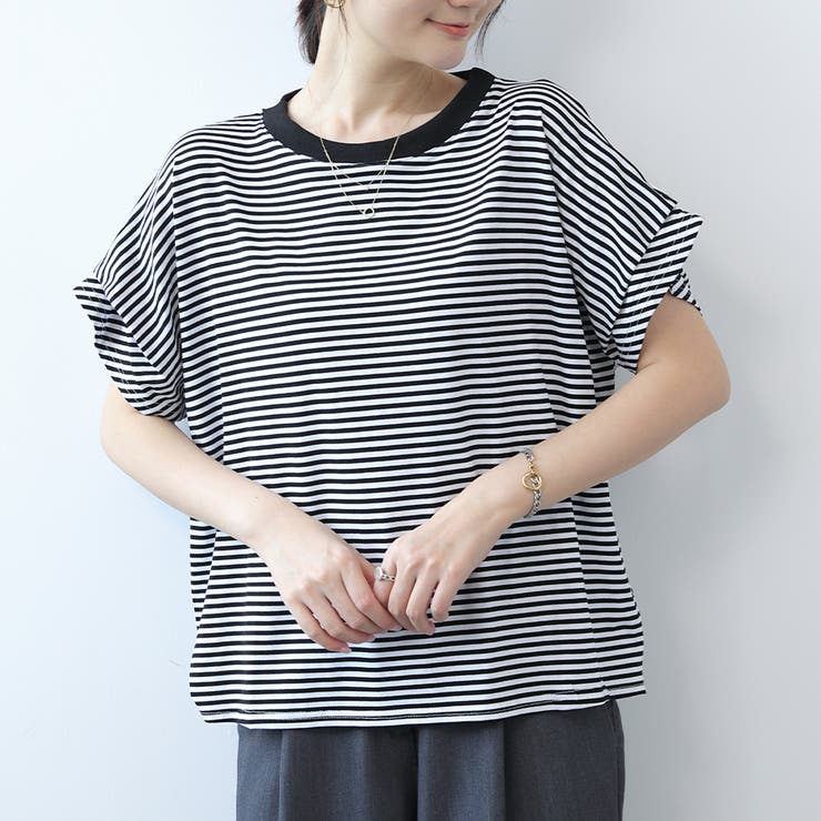 ブラックストライプ | ボーダーTシャツ Tシャツ カットソー | Doux Belle 