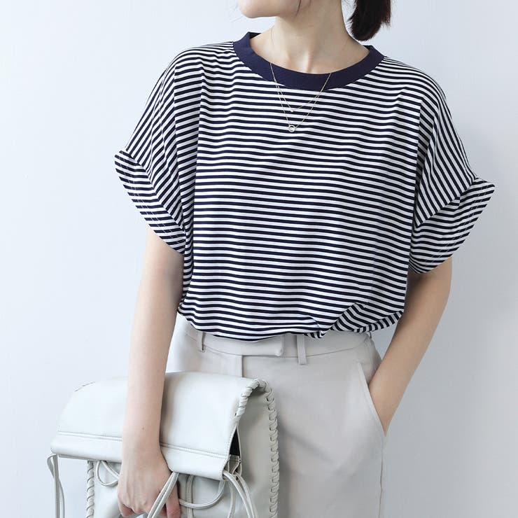 ネイビー | ボーダーTシャツ Tシャツ カットソー | Doux Belle 