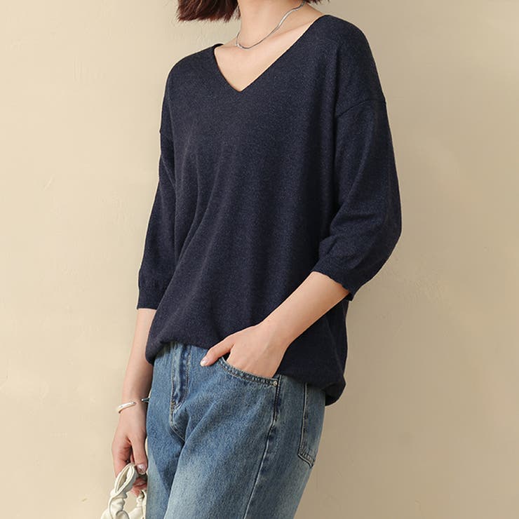 ダークブルー | サマーニット レディース 半袖 | Doux Belle 