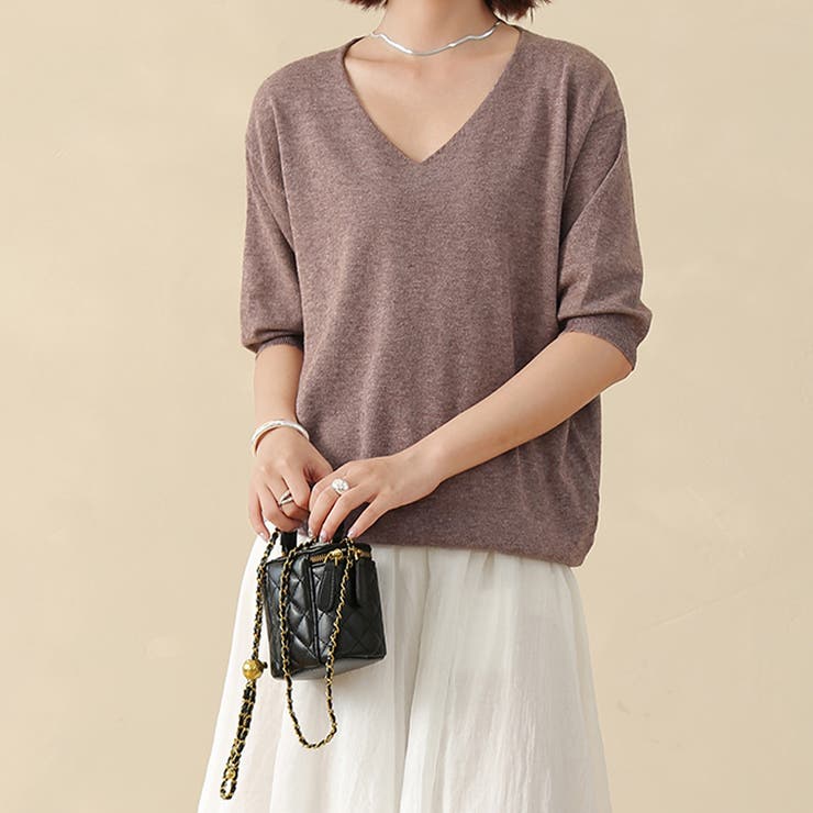 ダークモカ | サマーニット レディース 半袖 | Doux Belle 