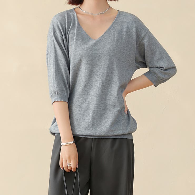 グレー | サマーニット レディース 半袖 | Doux Belle 