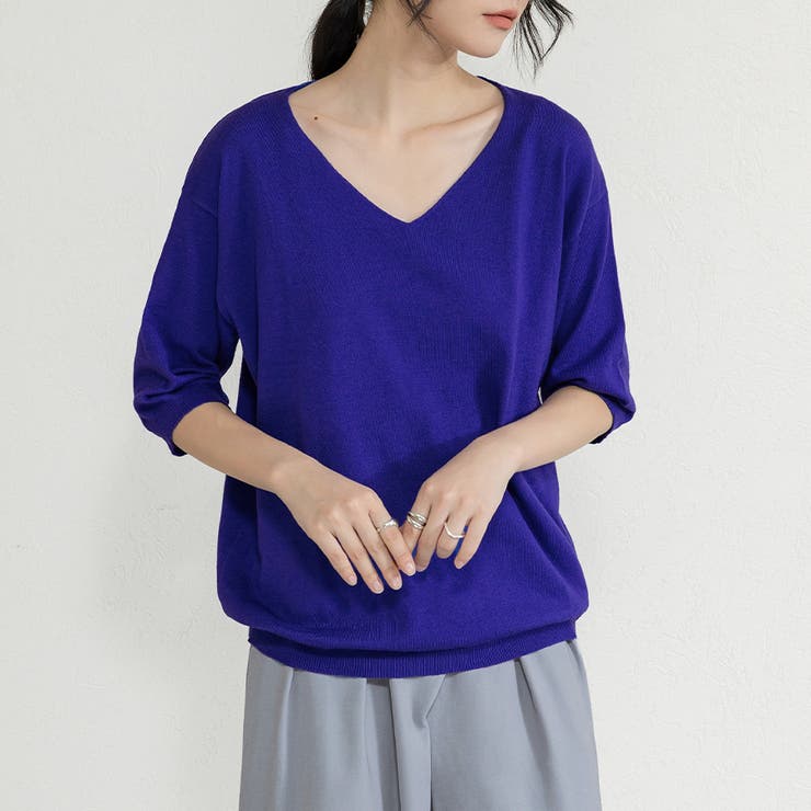 ジュエルブルー | サマーニット レディース 半袖 | Doux Belle 