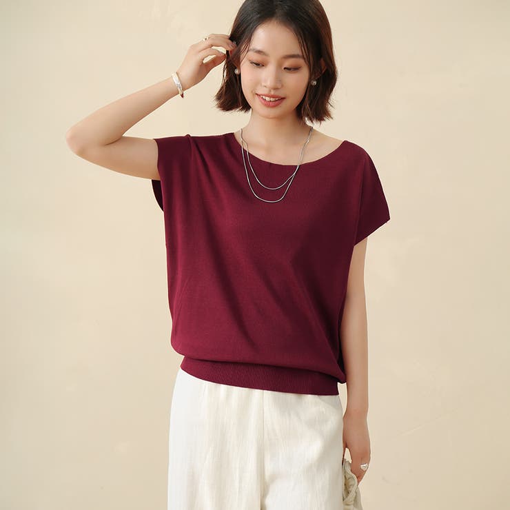 最終価格‼️✨新品✨Super Beautyサマーニットカットソー ♡42♡ 夏新作 サマーニット レディース[品番：DBLW0000271]｜Doux