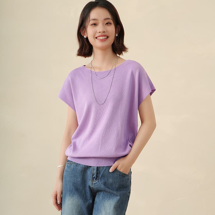 パープル | 夏新作 サマーニット レディース | Doux Belle 