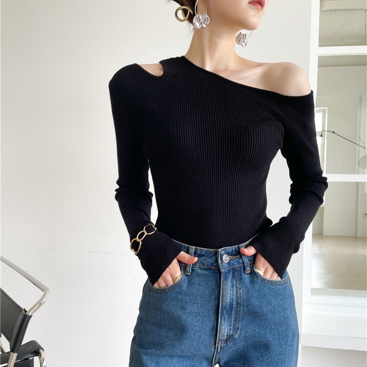 ブラック | ニット セーター ニットトップス | Doux Belle 