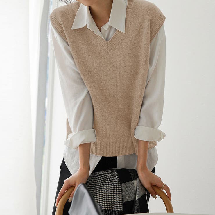 Vネックノースリーブニットベスト | Doux Belle  | 詳細画像21 