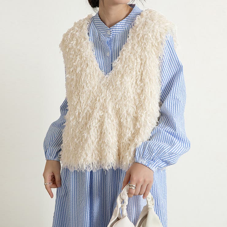 前後2wayVネックシャギーニット モールフェザー シャギーニット | Doux Belle  | 詳細画像4 