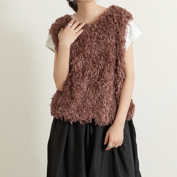 前後2wayVネックシャギーニット モールフェザー シャギーニット | Doux Belle  | 詳細画像8 