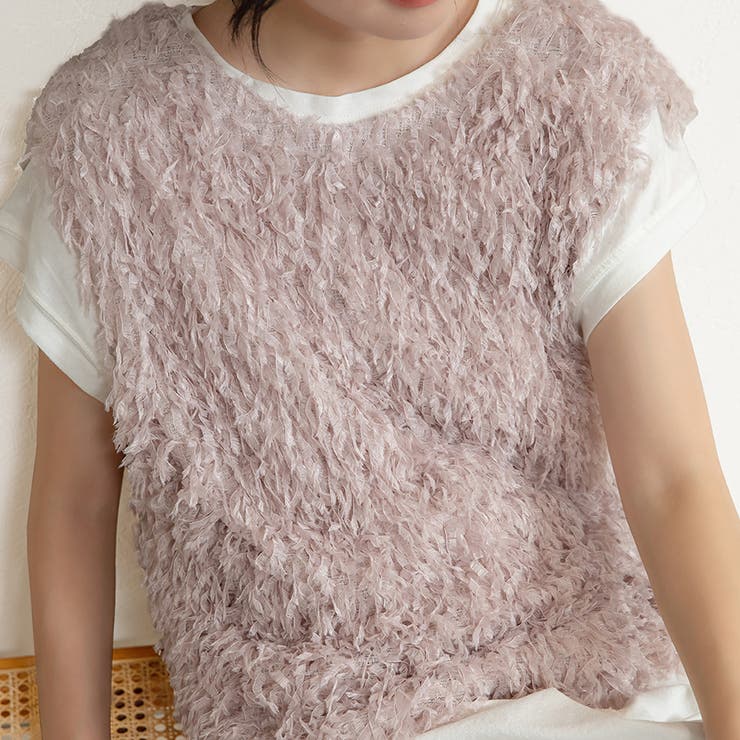 グレー | 前後2wayVネックシャギーニット モールフェザー シャギーニット | Doux Belle 