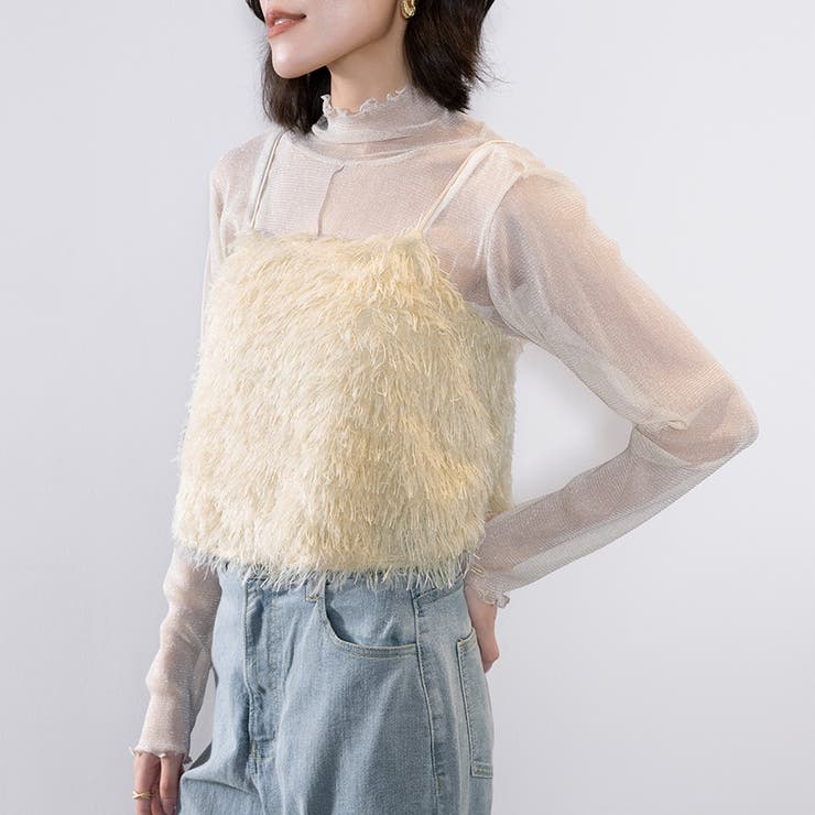 トップス ビスチェ テープヤーン キャミベスト シャギー | Doux Belle  | 詳細画像7 