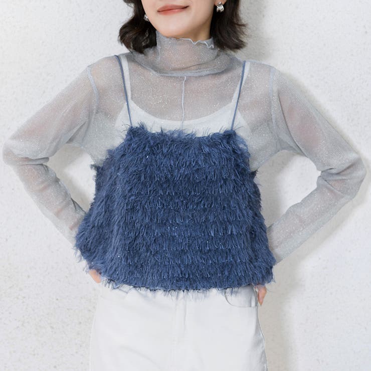 ブルー | トップス ビスチェ テープヤーン キャミベスト シャギー | Doux Belle 