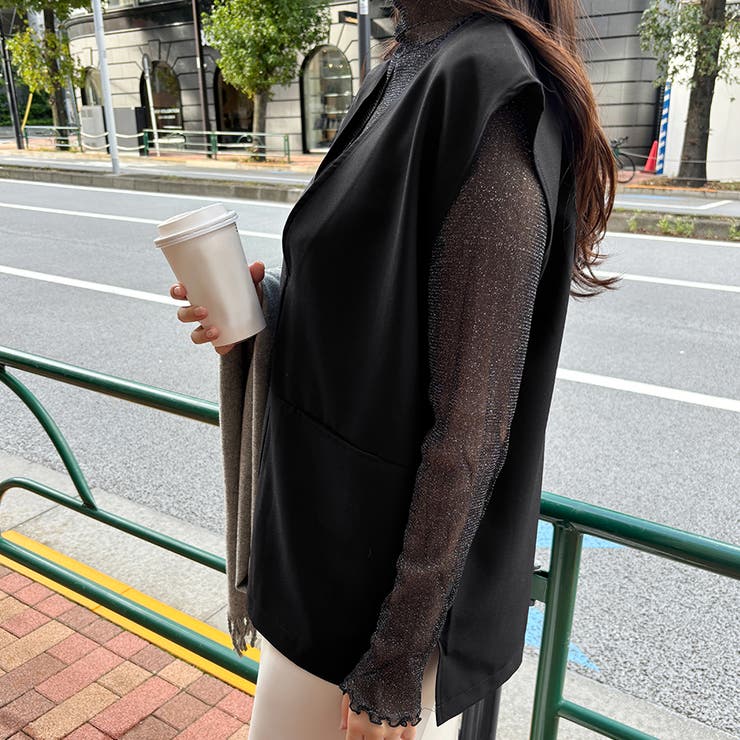 トップス ベスト Vネックプルオーバーベスト サイドスリット | Doux Belle  | 詳細画像12 