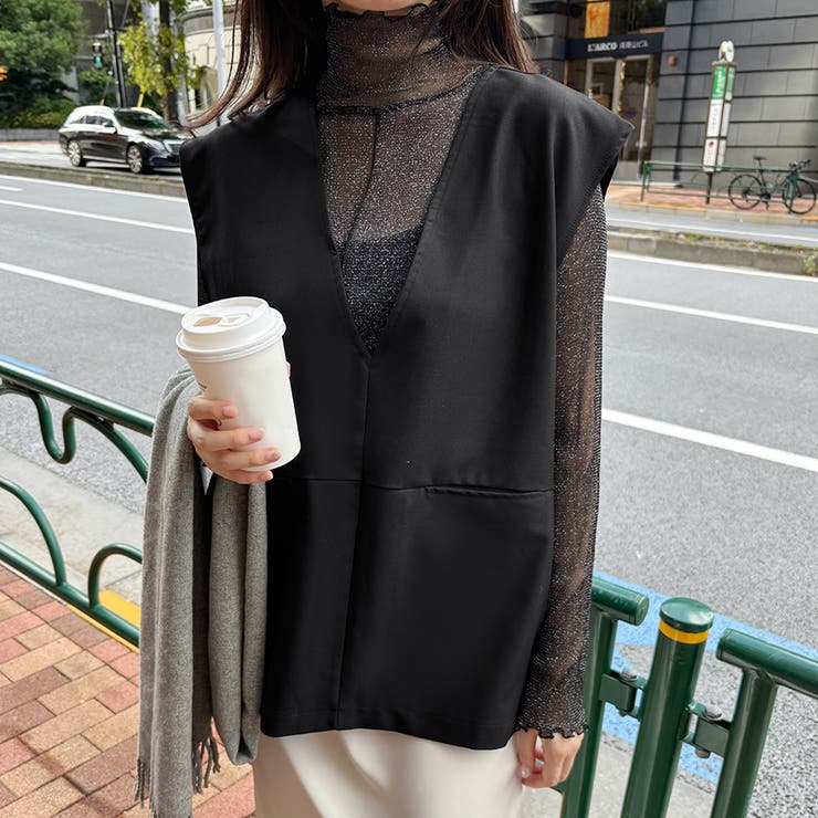 トップス ベスト Vネックプルオーバーベスト サイドスリット | Doux Belle  | 詳細画像13 